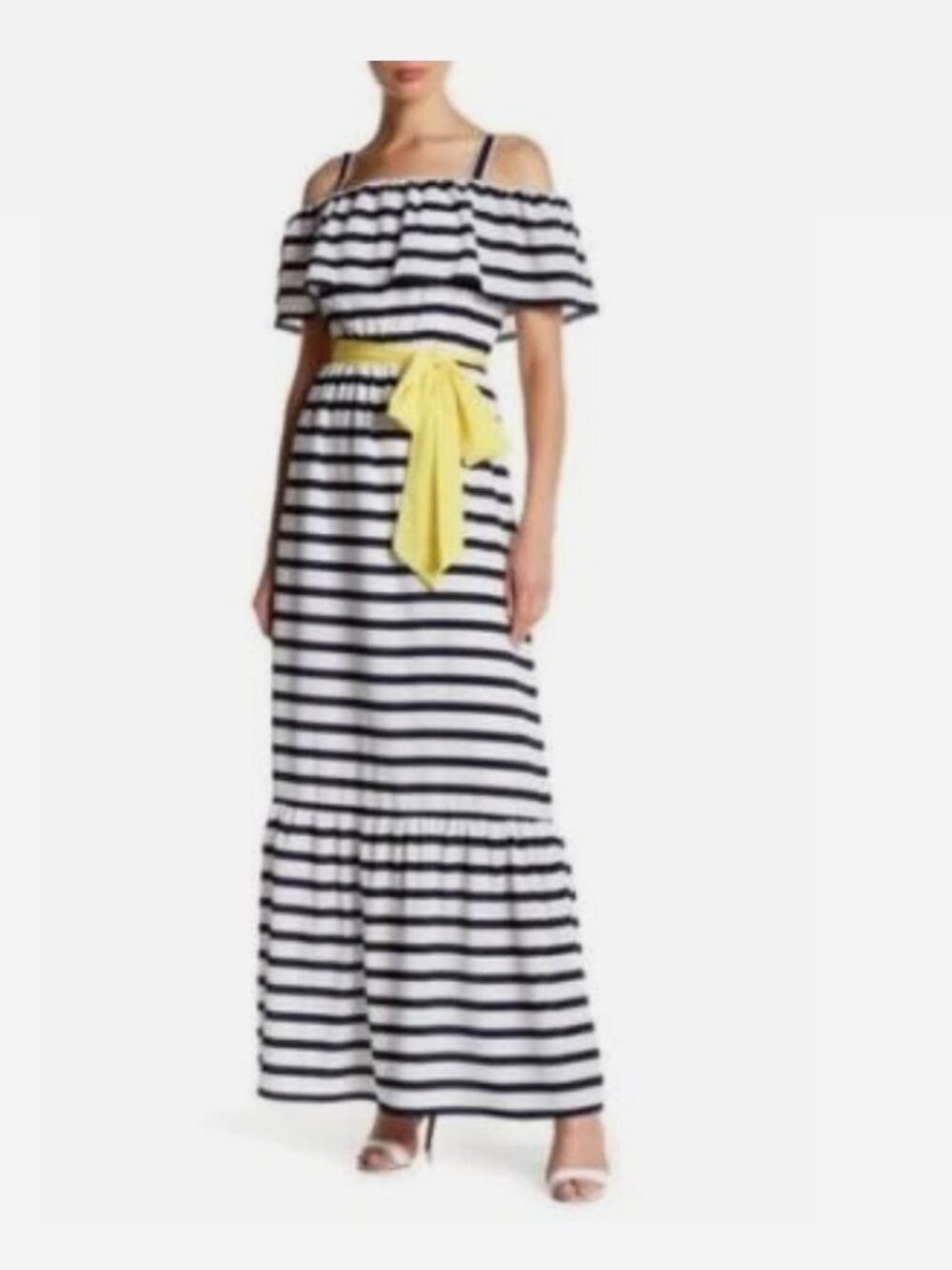NWT Eliza J Cold Shoulder Striped Maxi Dress Size 10 - Picture 2 of 10